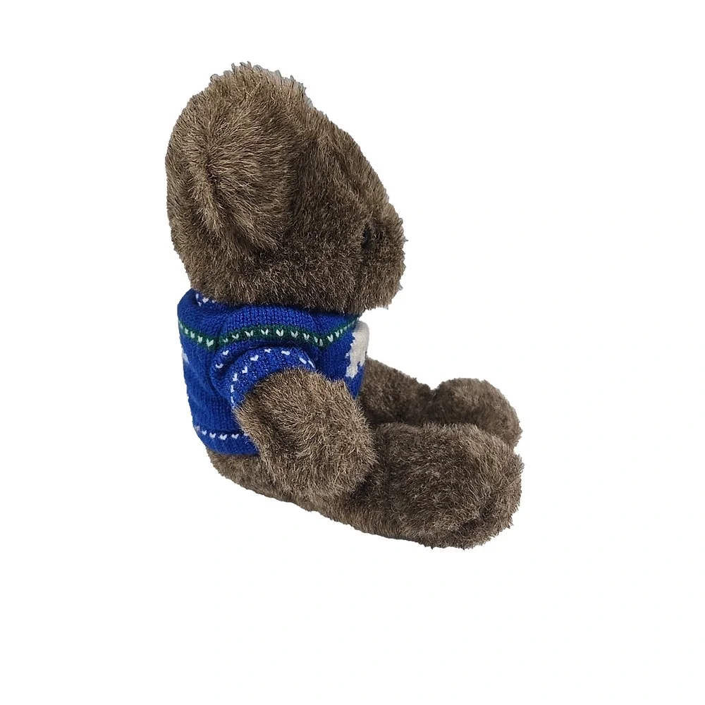 Russ Berrie Vintage 2000 Brownie Bear Stuffed Plush Animal Brown Blue 7 Inch